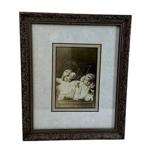 Vintage Ornate Picture Frame Antique Photo of Babies Wall Decor